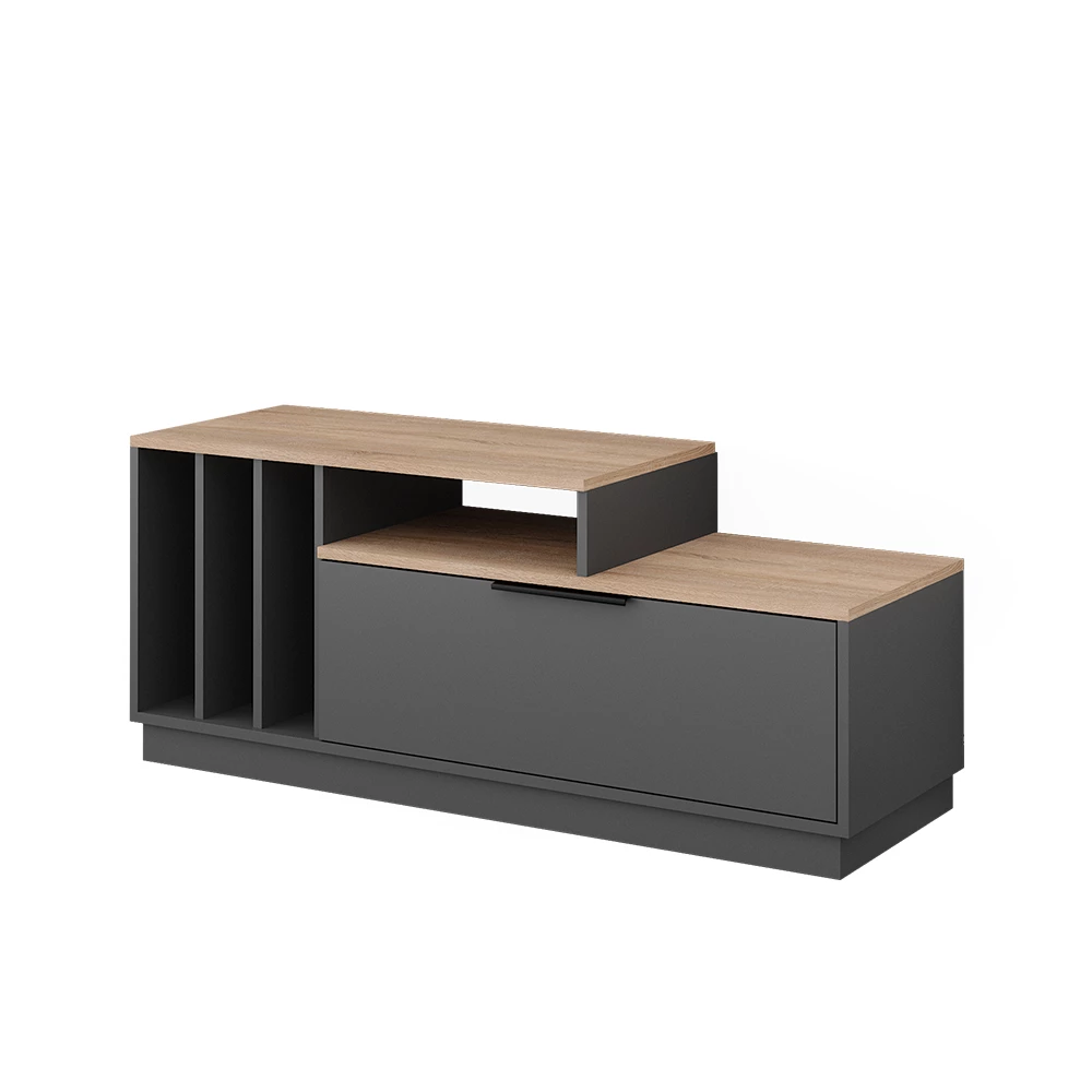 Lowboard Betti Antraciet/Sonoma 120 x 49.9 cm met 1 deur Vicco