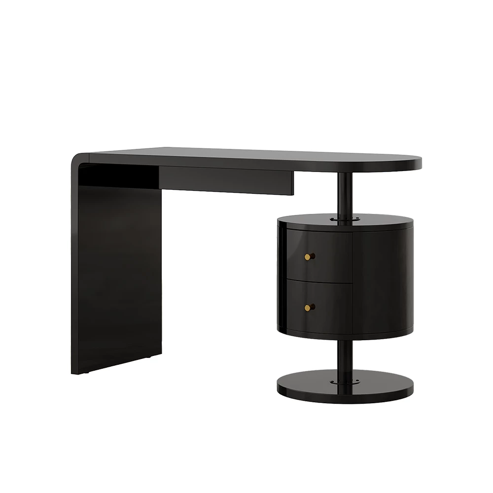 Bureau Lara Zwart hoogglans 120 x 50 cm met 2 bestuurders Vicco