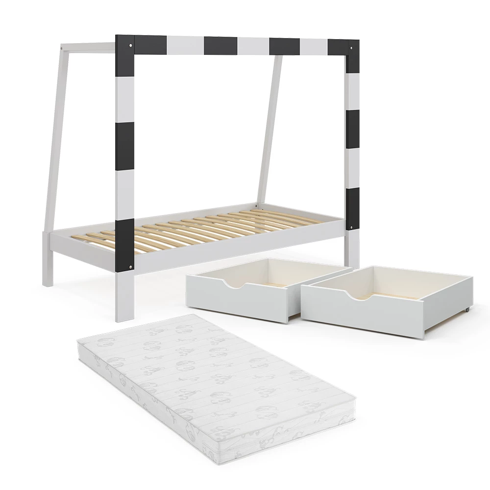 Kinderbed Football goal Wit 178 x 142.5 cm met lade en matras Vitalispa