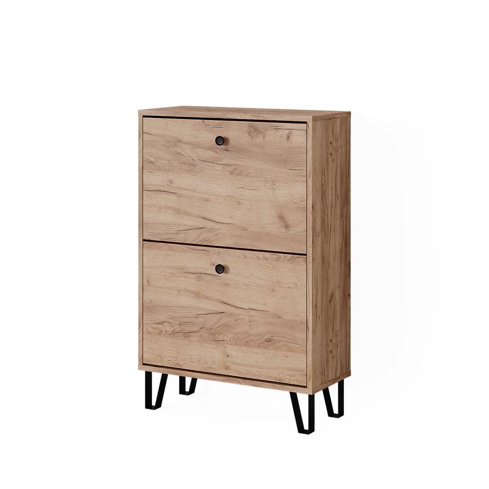 Schoenkipper Siri Krachtige eik goud 60 x 92 cm met 2 scharnierende laden Vicco