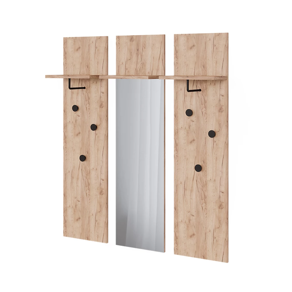 Wandgarderobe Siri Krachtige eik goud Set met 3 wandkapstokken Vicco
