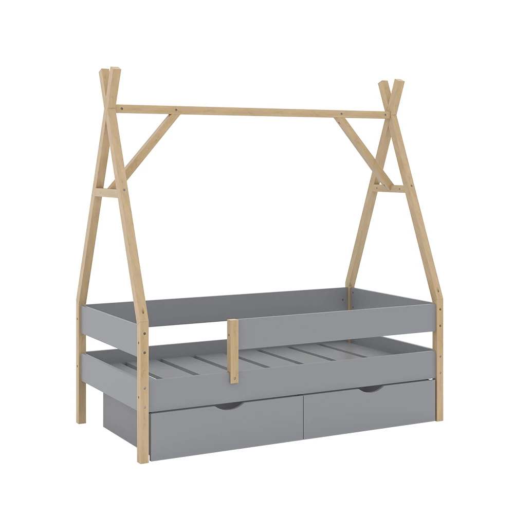Tipibed Bali Grijs 80×160 cm met 2 laden Vitalispa