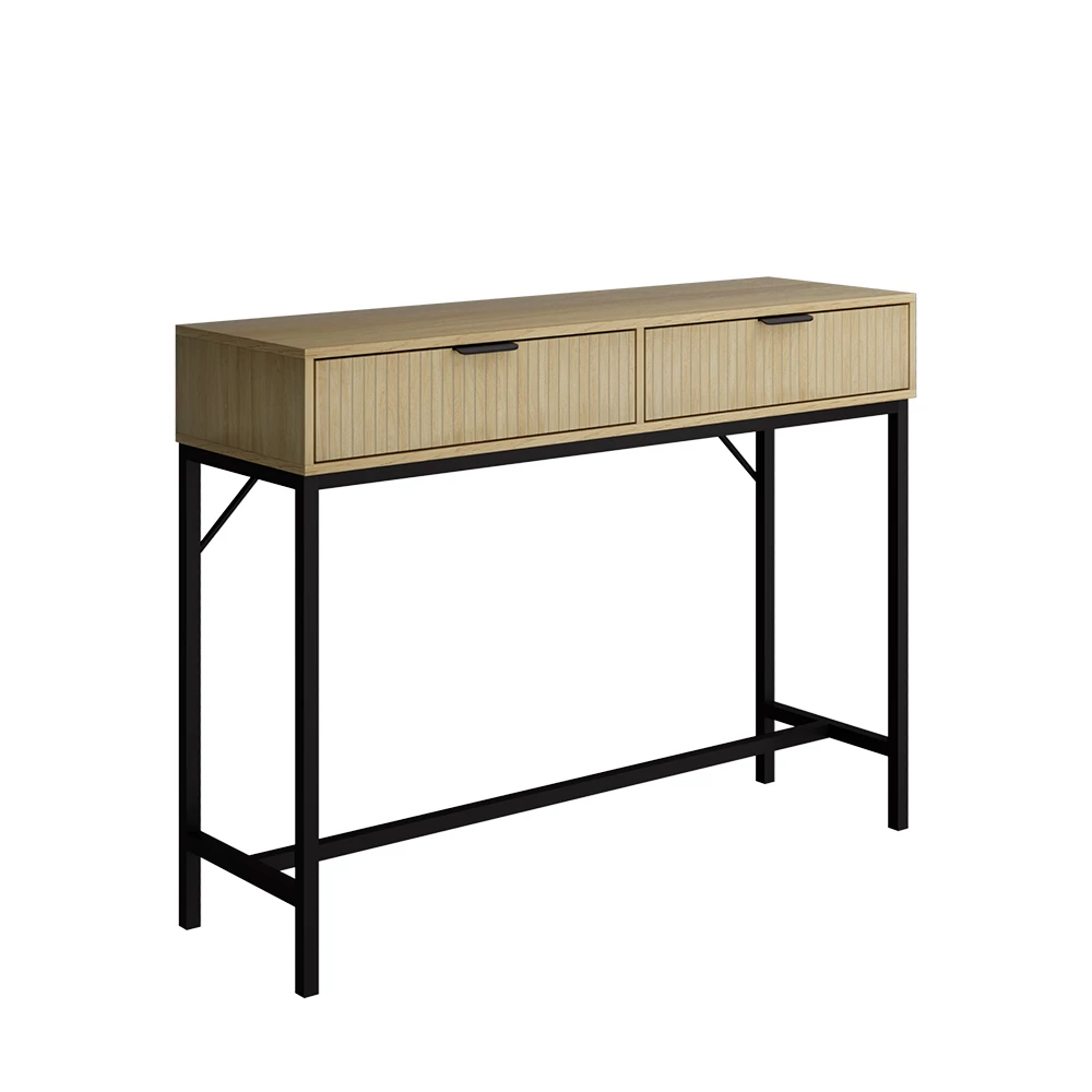 Console tafel Lennox Eiken 100 x 75 cm met 2 laden Vicco