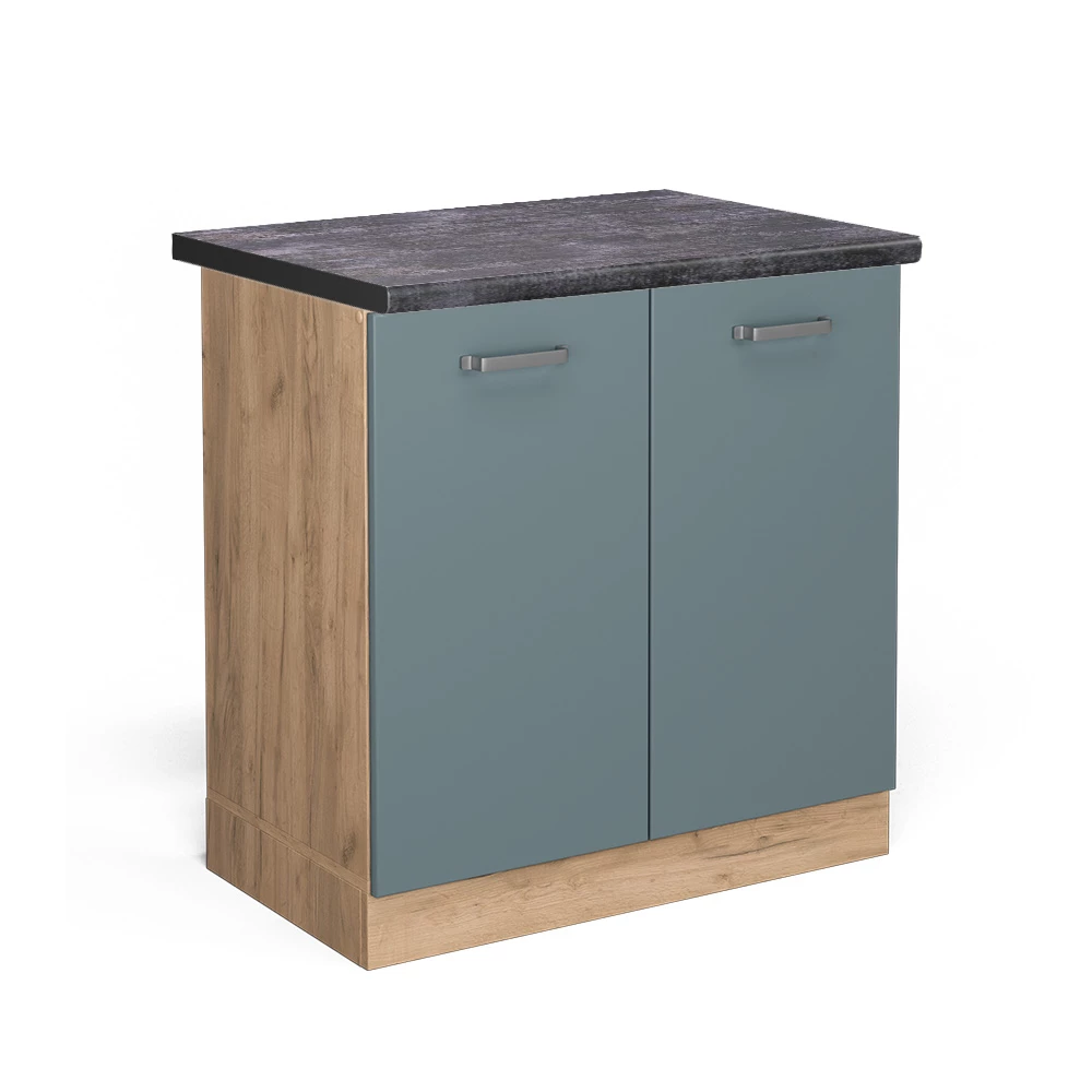 Wastafelkast R-Line Blauw-grijs 80 cm , WB Antraciet Vicco
