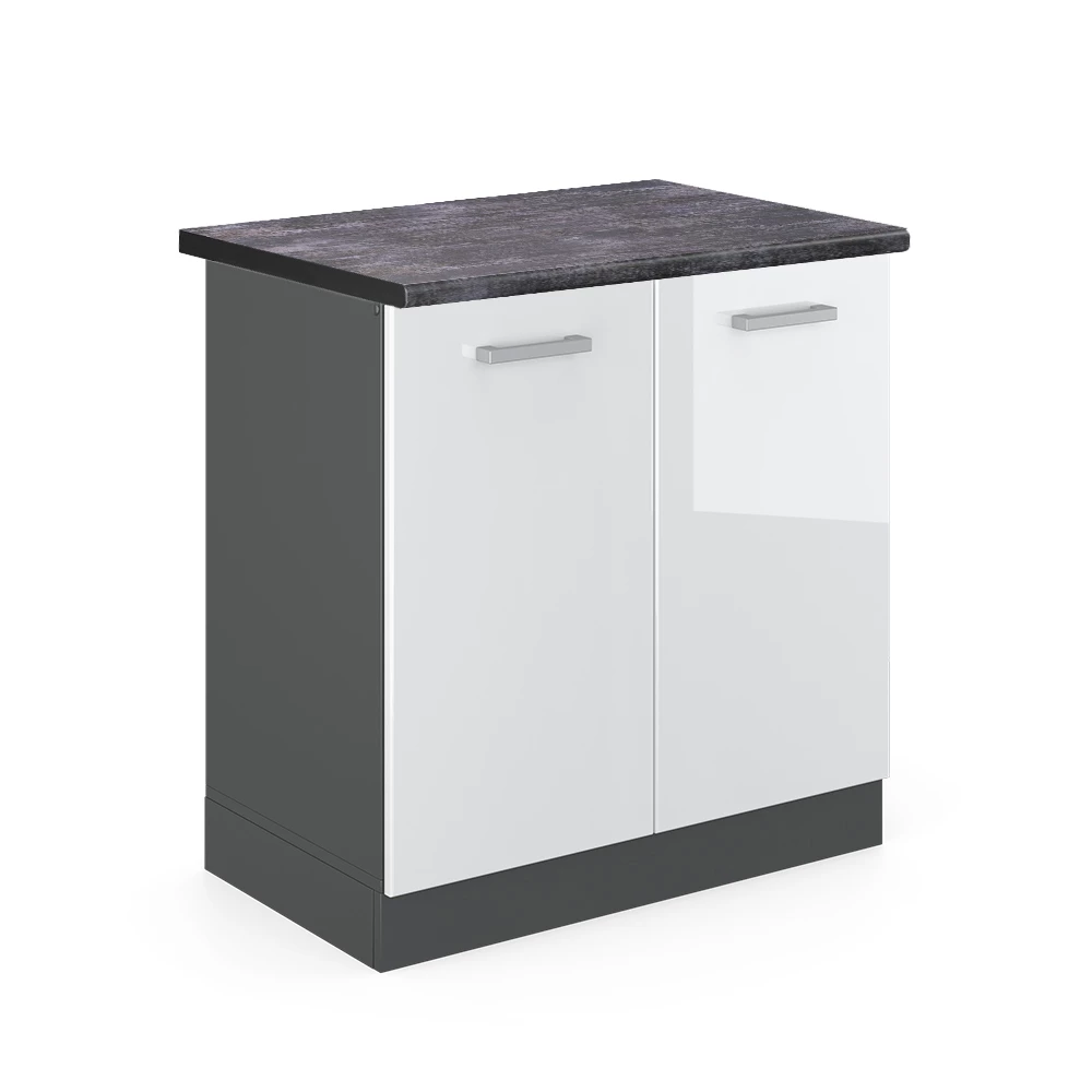 Wastafelkast R-Line Wit Hoogglans 80 cm , WB Antraciet Vicco