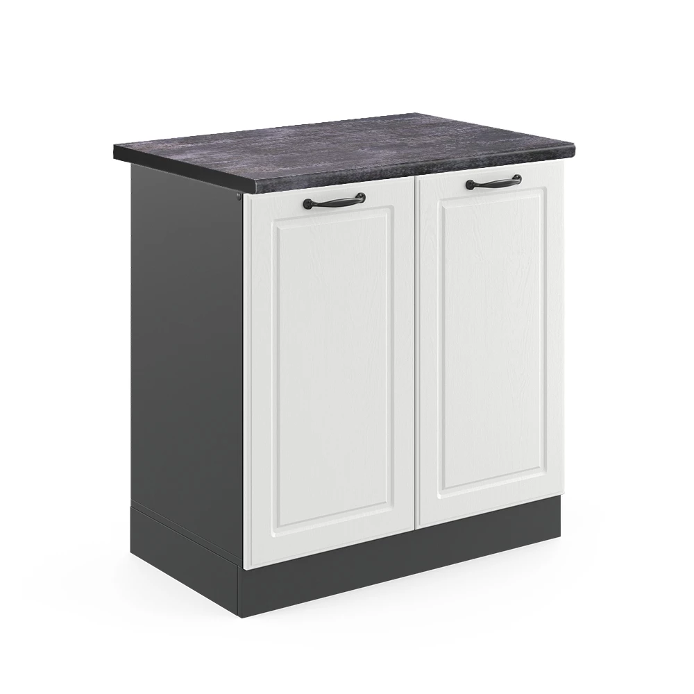 Wastafelkast R-Line Wit Landhuis 80 cm , WB Antraciet Vicco