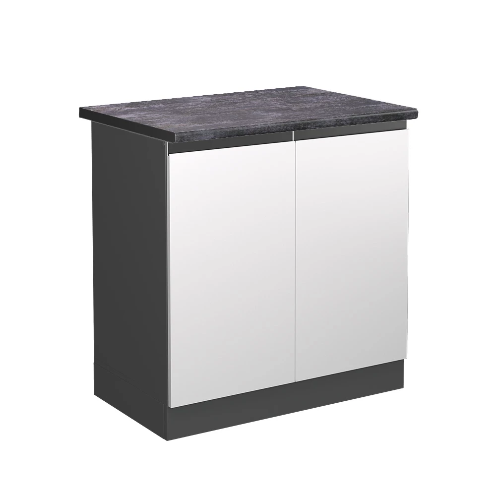 Wastafelkast R-Line Wit 80 cm  J-Shape, WB Antraciet Vicco