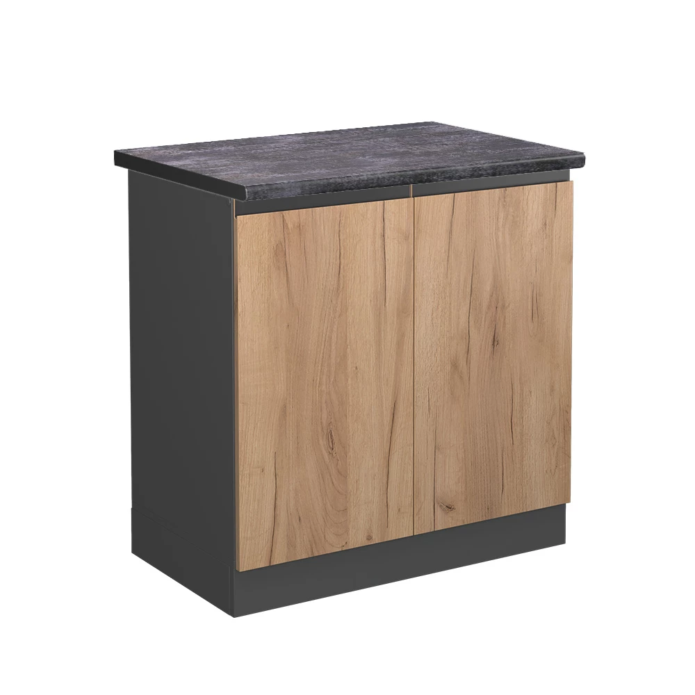 Wastafelkast R-Line Krachtige eik goud 80 cm  J-Shape, WB Antraciet Vicco