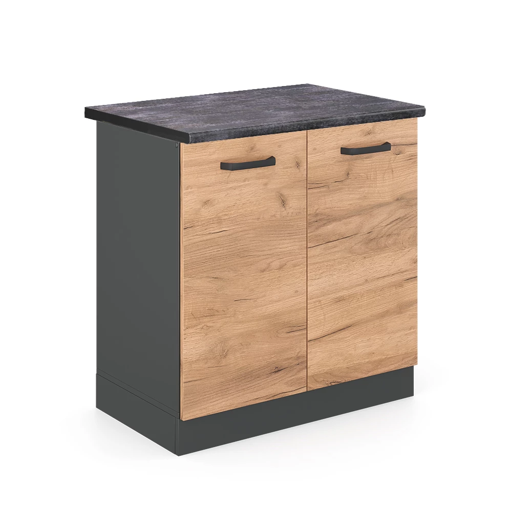 Wastafelkast R-Line Krachtige eik goud 80 cm , WB Antraciet Vicco