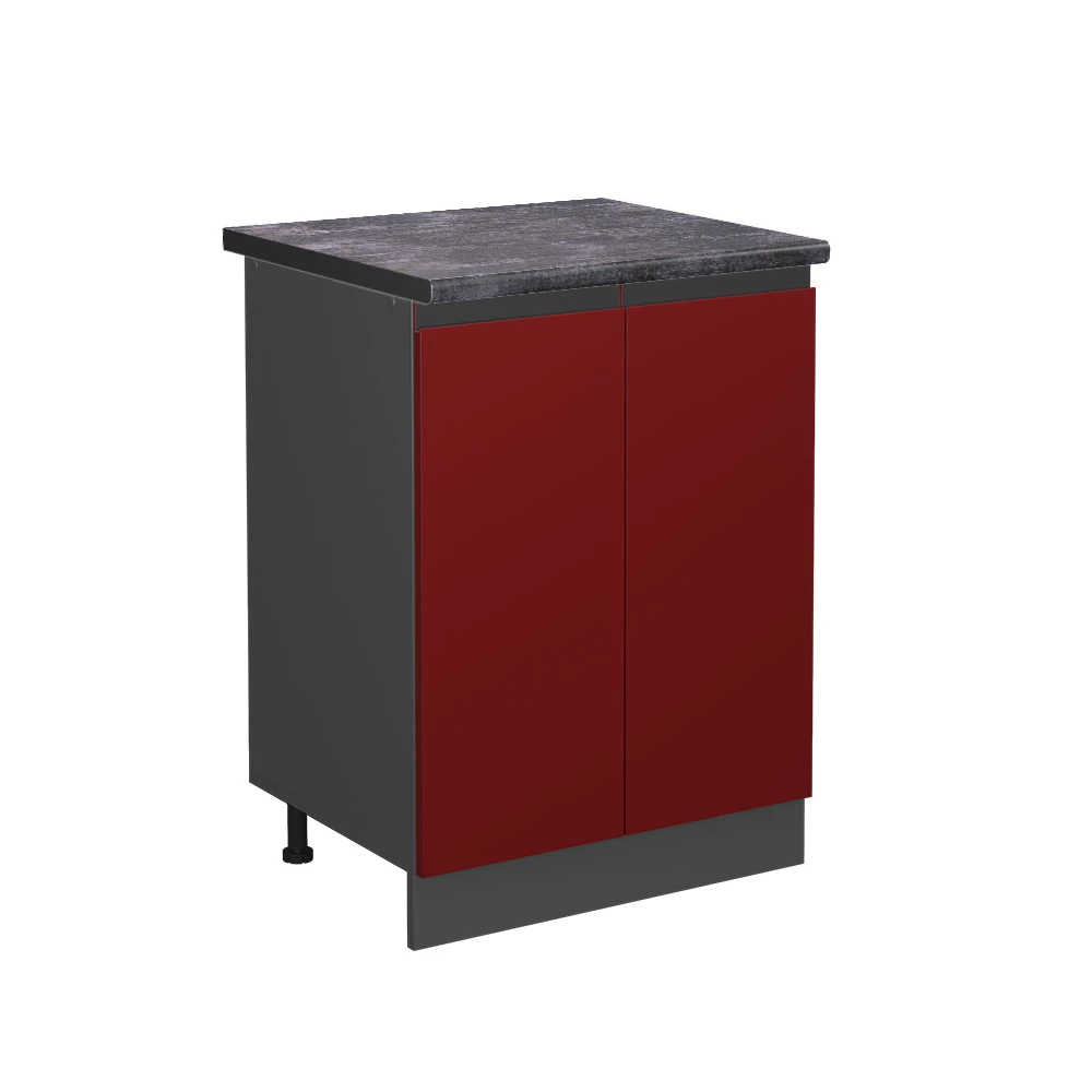 Keukenonderkast R-Line Rood 60 cm  J-Shape, WB Antraciet Vicco