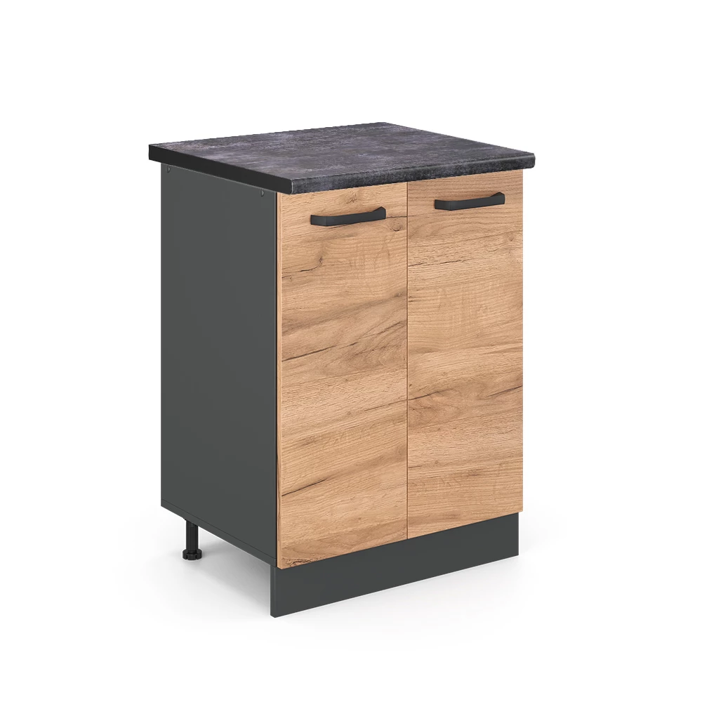 Keukenonderkast R-Line Krachtige eik goud 60 cm , WB Antraciet Vicco