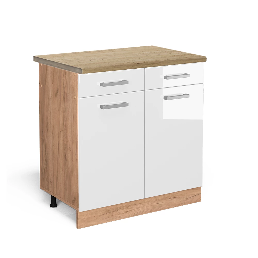 Keukenonderkast R-Line Wit Hoogglans 80 cm , WB Eik Vicco