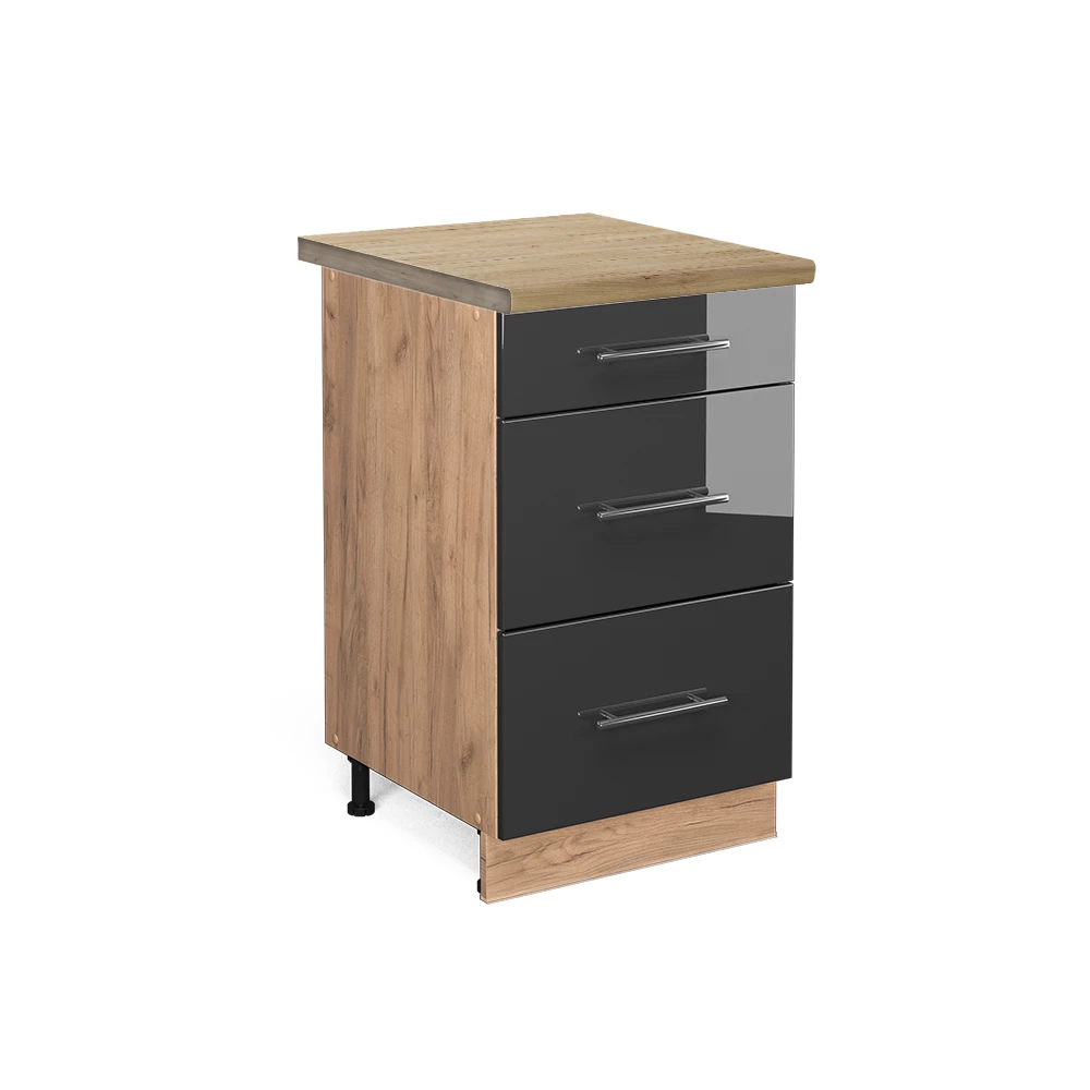 Keukenonderkast Fame-Line Antraciet Hoogglans 50 cm , WB Eik Vicco