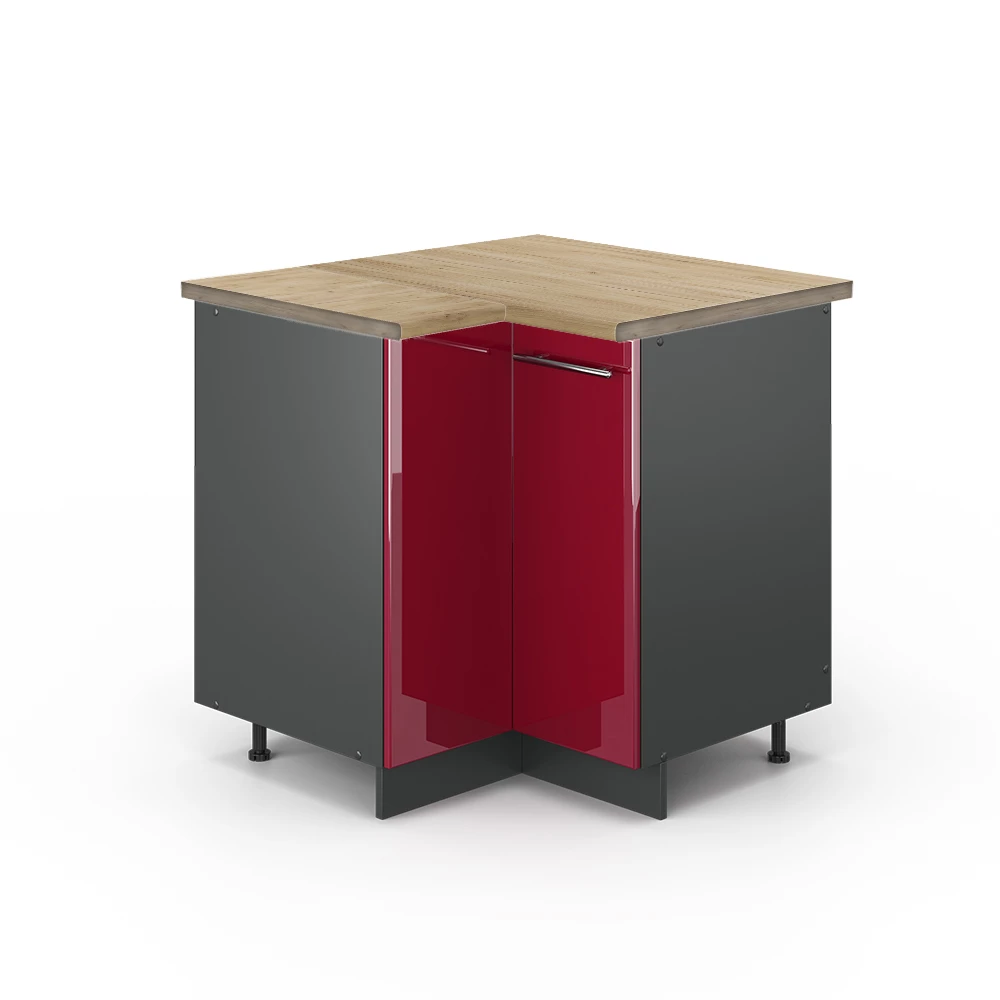 Hoekkast Fame-Line Bordeauxrode hoogglans 80.5 cm , WB Eik Vicco