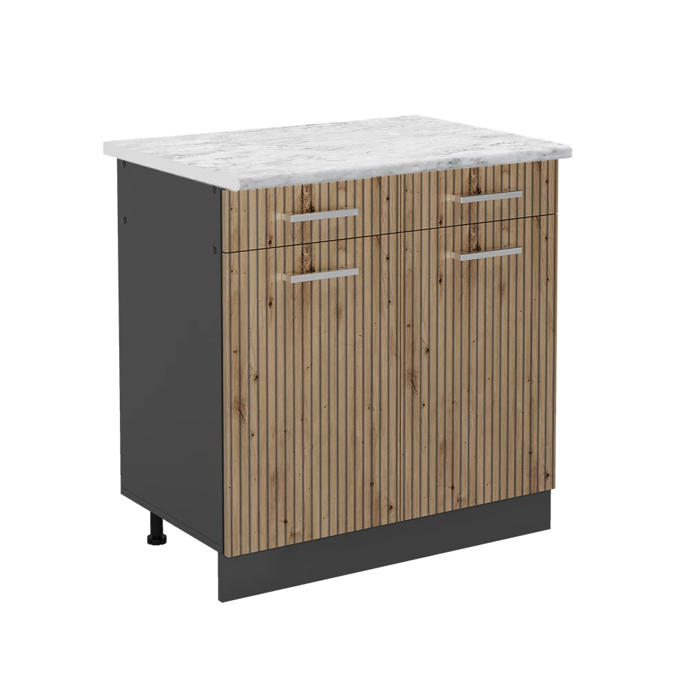 Keukenonderkast R-Line Artisanaal eiken 80 cm , WB Marmer Vicco