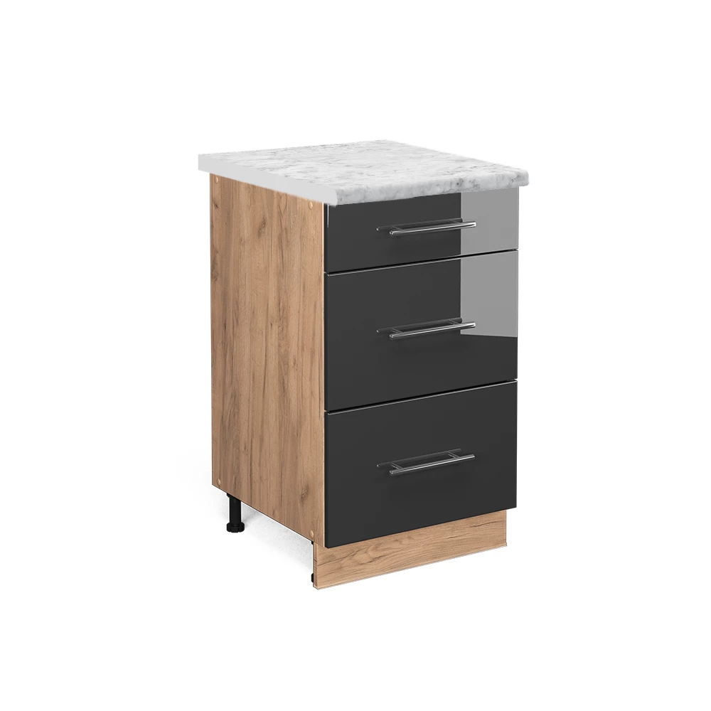 Keukenonderkast Fame-Line Antraciet Hoogglans 50 cm , WB Marmer Vicco