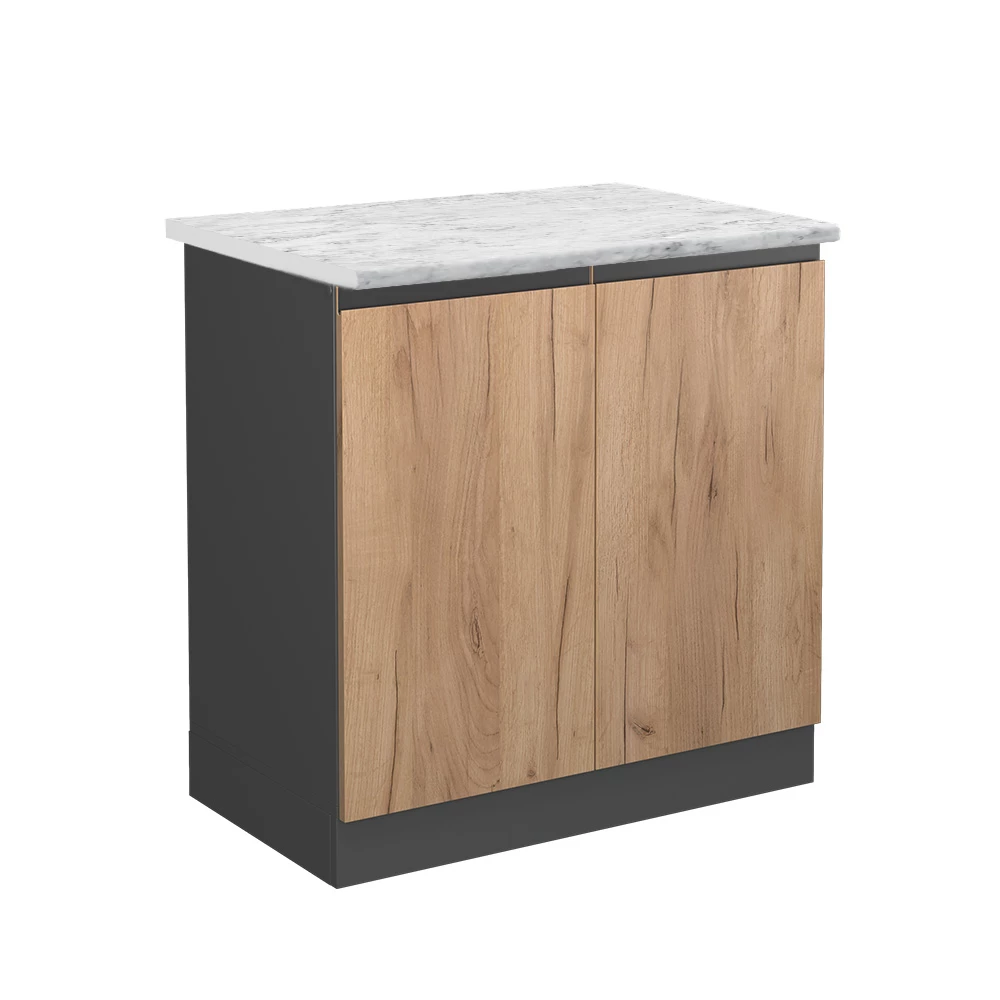 Wastafelkast R-Line Krachtige eik goud 80 cm  J-Shape AP Marmer Vicco