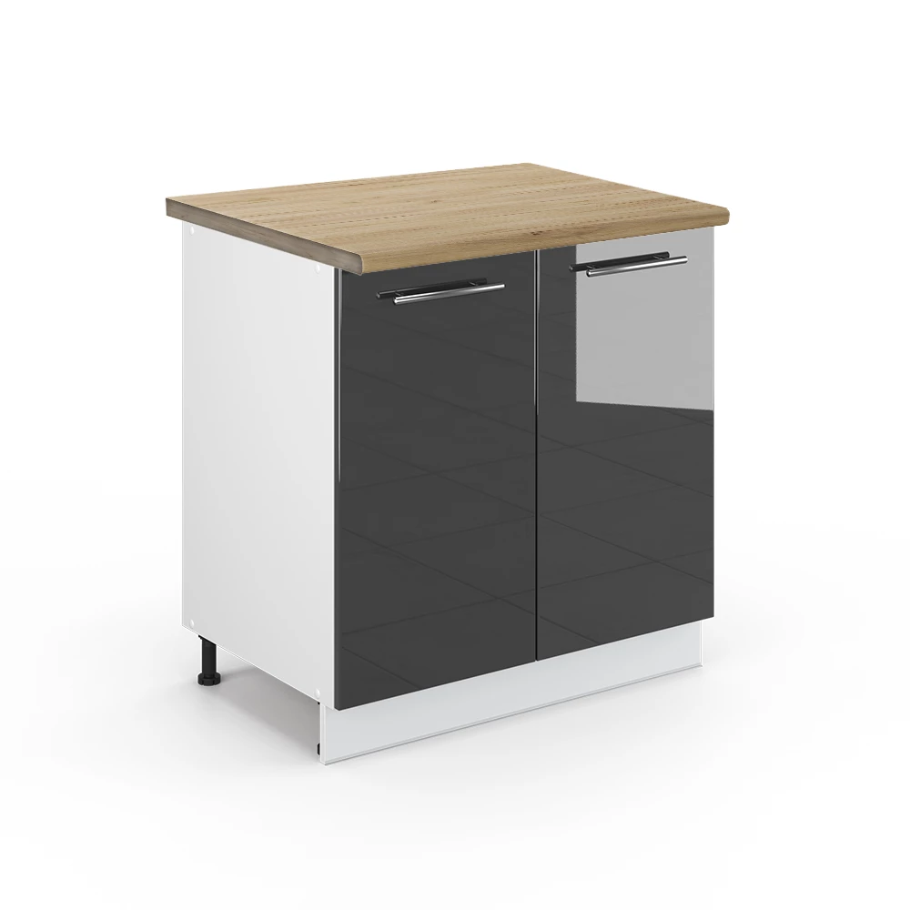 Wastafelkast Fame-Line Antraciet Hoogglans 80 cm met legplank, WB Eik Vicco