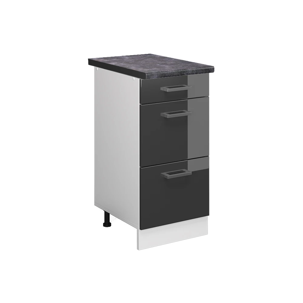 Keukenonderkast R-Line Antraciet Hoogglans 40 cm met laden, WB Antraciet Vicco