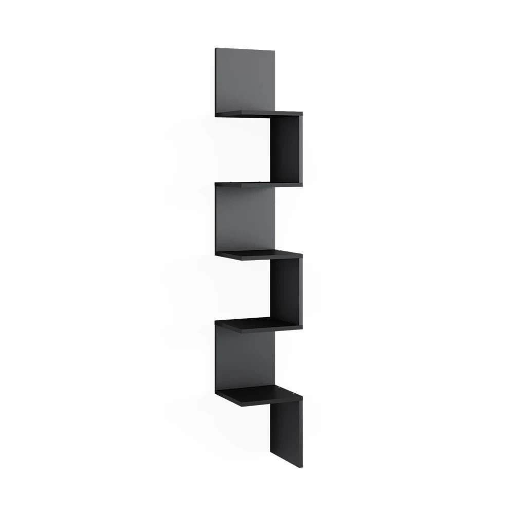Hoekplank Paolo Zwart 28 x 175.4 cm met 5 compartimenten Vicco