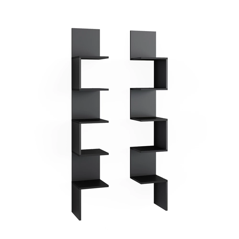 Hoekplank Paolo Zwart 28 x 175.4 cm Set van 2 Vicco
