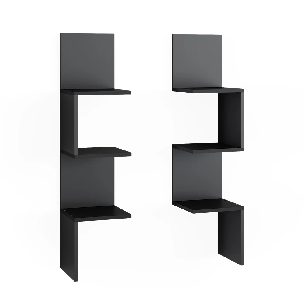 Hoekplank Paolo Zwart 28 x 116.4 cm Set van 2 Vicco