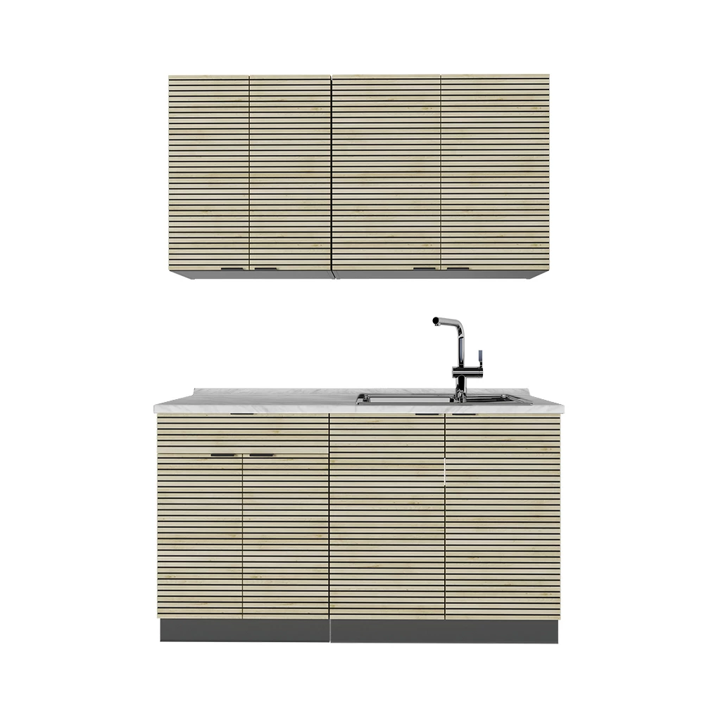 Eenpersoonskeuken Fame-Line Eiken paneel/antraciet 140 cm zonder werkblad Vicco