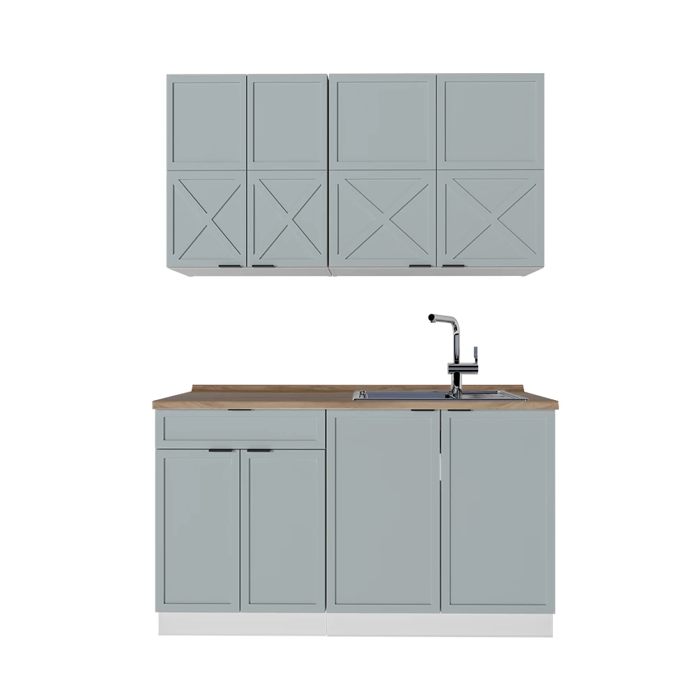 Eenpersoonskeuken Fame-Line Licht blauw-grijs/wit 140 cm , WB Eik Vicco