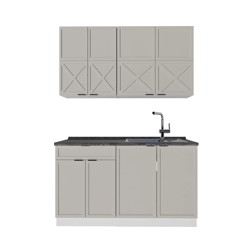 Eenpersoonskeuken Fame-Line Grijs/beige/wit 140 cm , WB Antraciet Vicco
