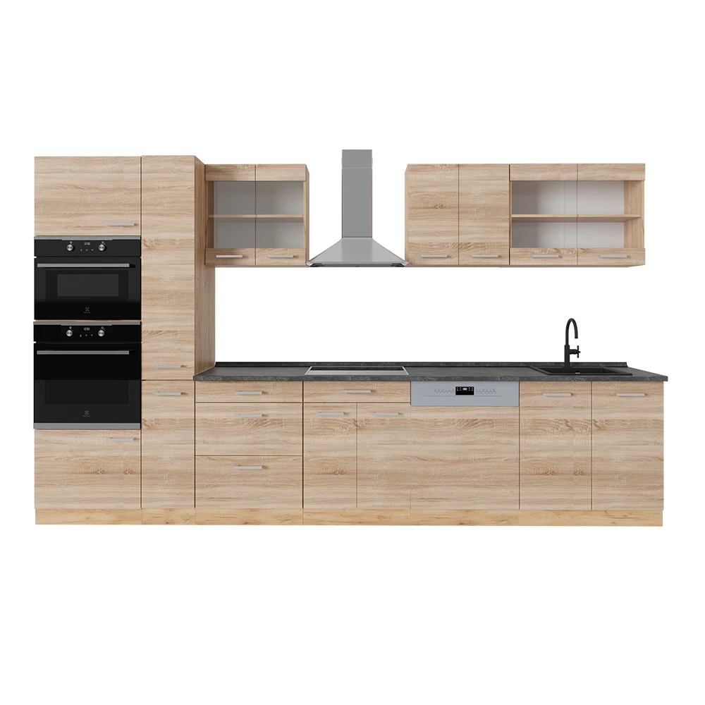 Complete keuken R-Line Sonoma/Goudkraft eik 350 cm , WB Antraciet Vicco