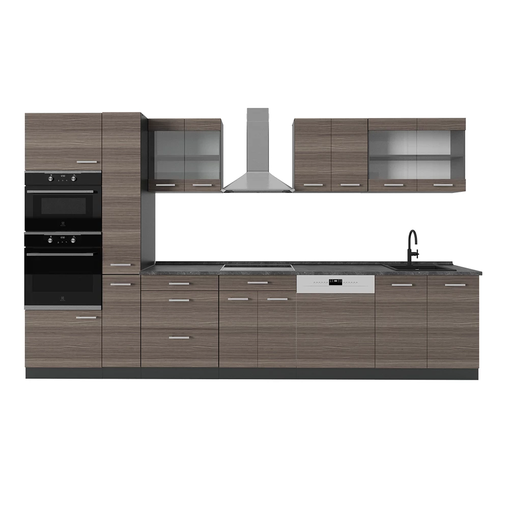 Complete keuken R-Line Edel grijs/antraciet 350 cm , WB Antraciet Vicco