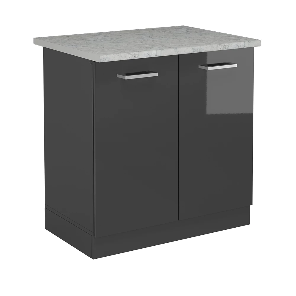 Wastafelkast R-Line Antraciet Hoogglans 80 cm WB Marmer Vicco
