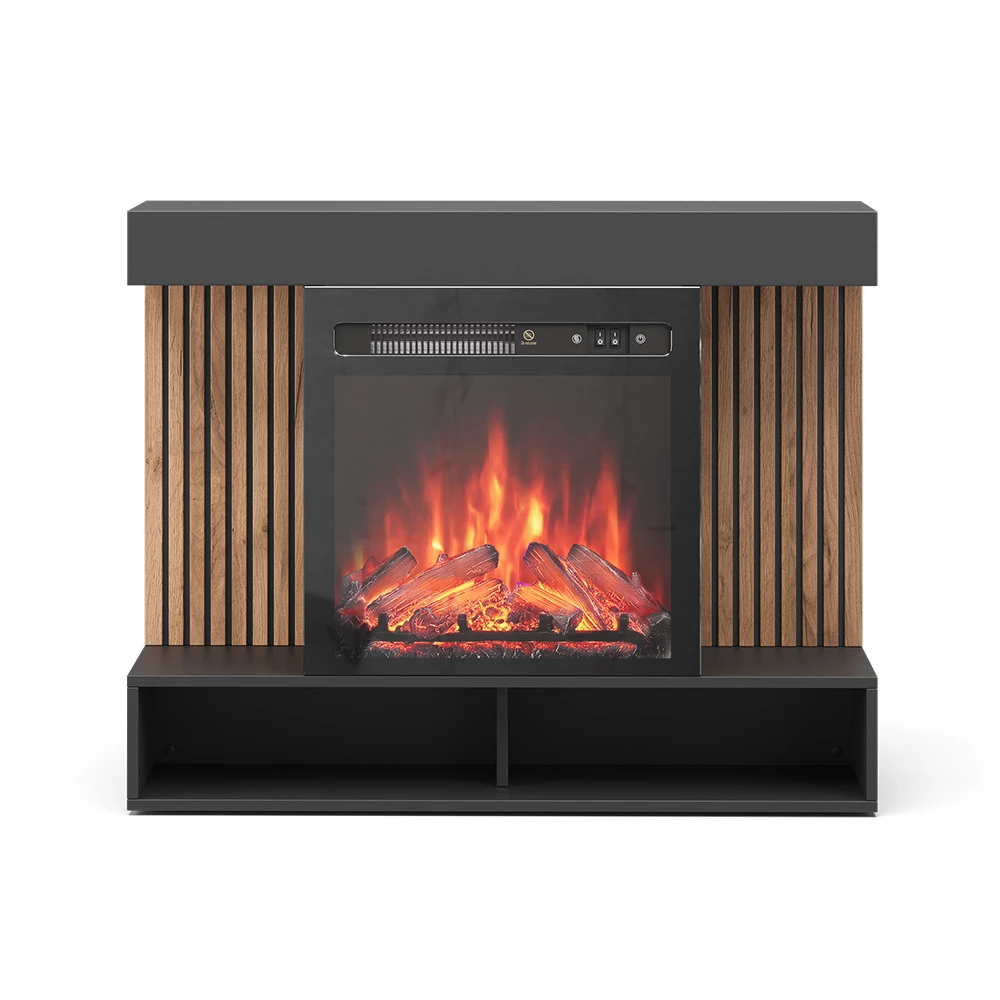 Elektrische haard Lynea Zwart 100 cm met realistisch vlameffect en 1800W verwarming Vicco