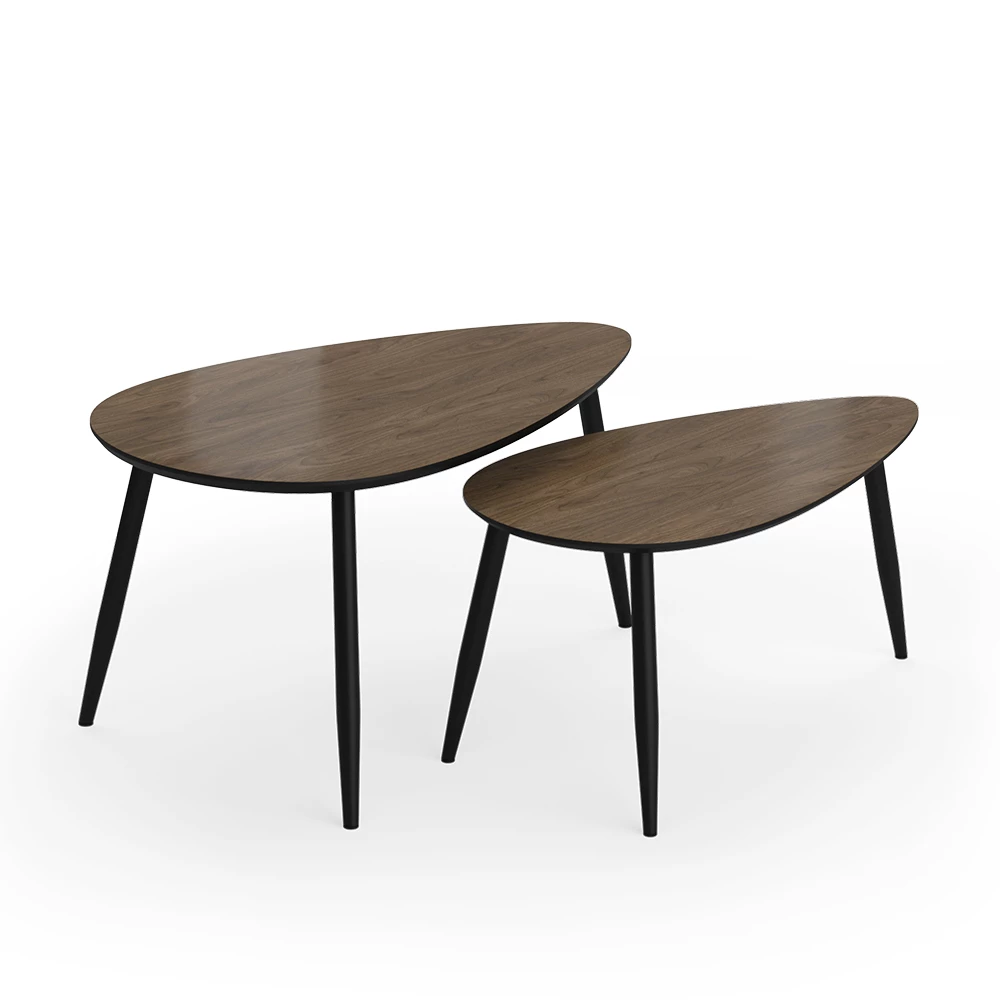 Salontafel set Veyo Notelaar/zwart 98 x 60 cm Set, 2 delen Vicco