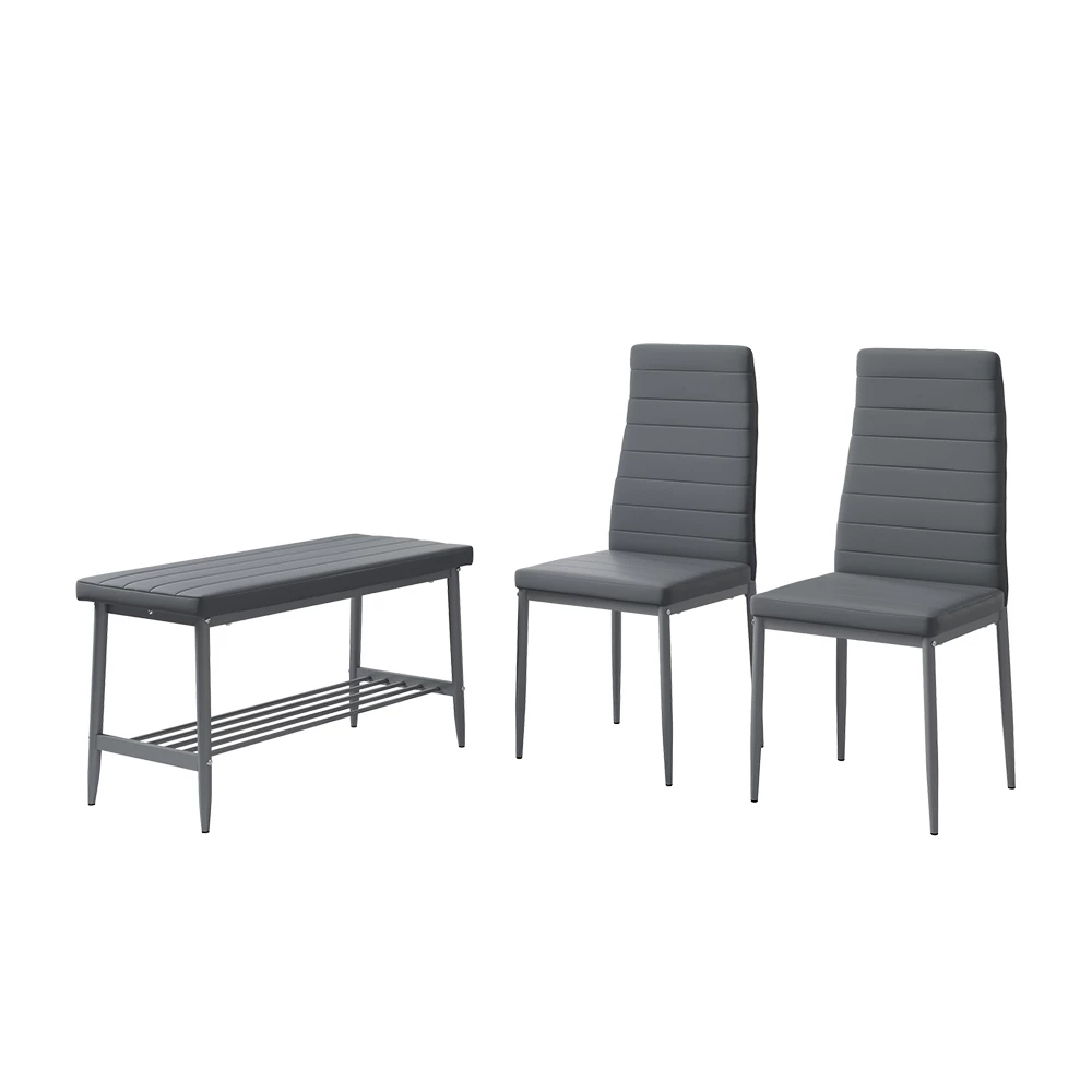 Bank en stoel Grand Grijs 85 x 46.5 cm 3-delige set Vicco