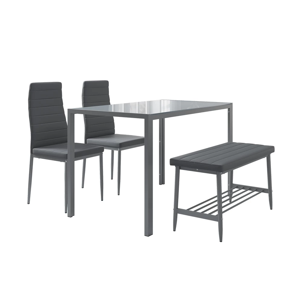 Eettafel set Grand Grijs 120 x 70 cm 4-delige set Vicco