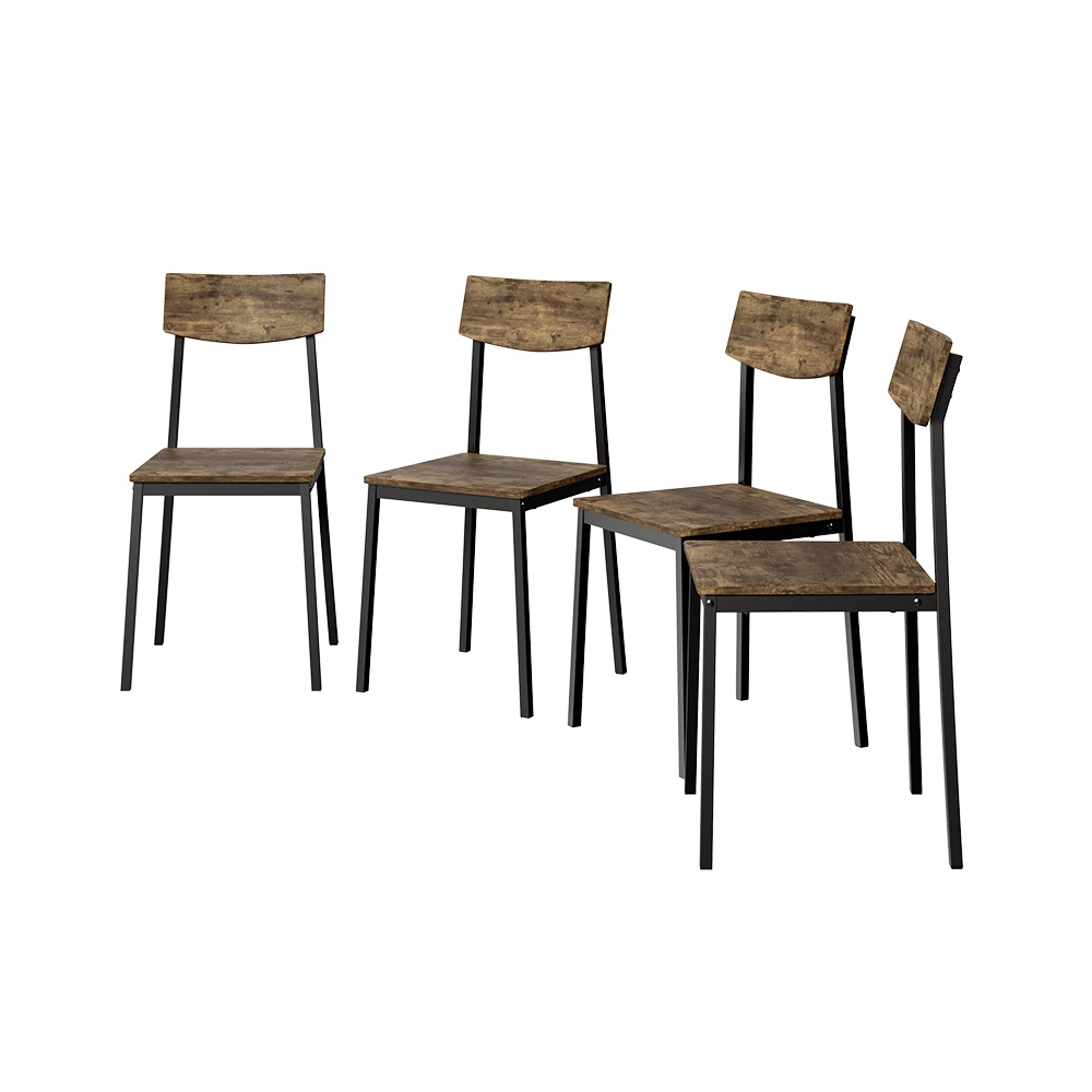 Eetkamerstoel Fyrk Zwart/eiken rustiek 44 x 41 cm Set van 4 Vicco