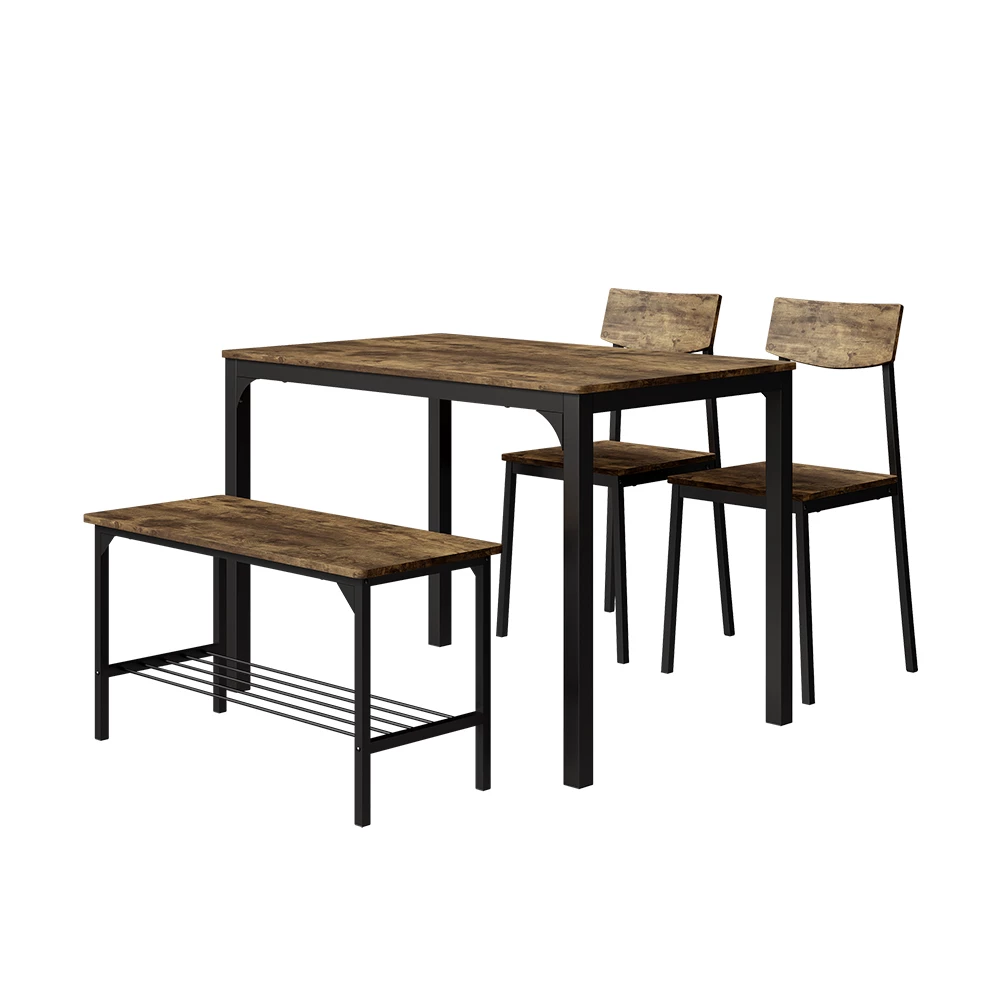 Eettafel set Fyrk Zwart/eiken rustiek 110 x 70 cm 4 delen Vicco