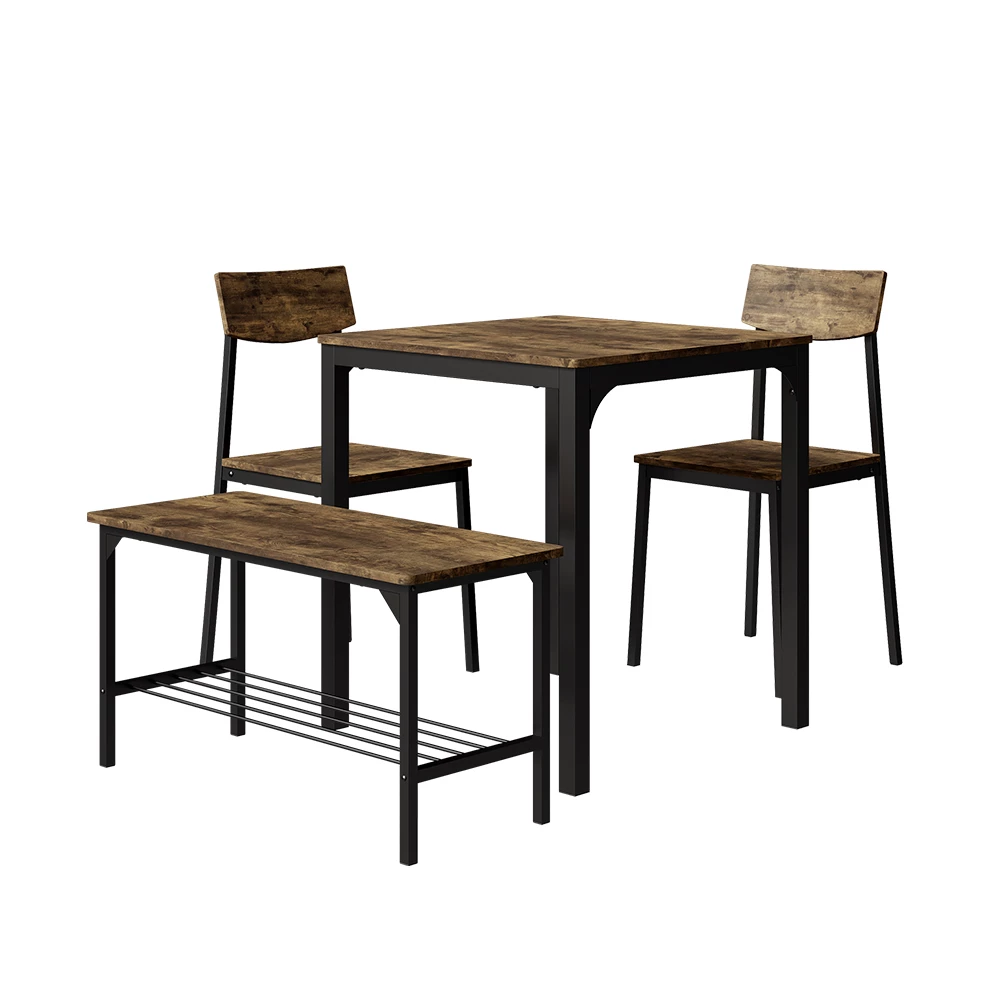 Eettafelset Fyrk Zwart/eiken rustiek 70 x 70 cm 4 delen Vicco