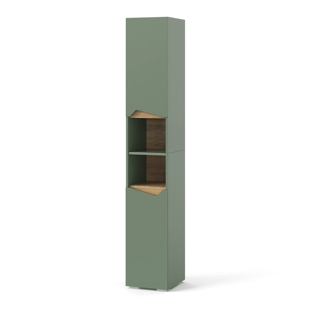 Badkamerkast Marelle Groen/Kunstzinnig 30 x 180 cm Met deuren en open vakken Vicco