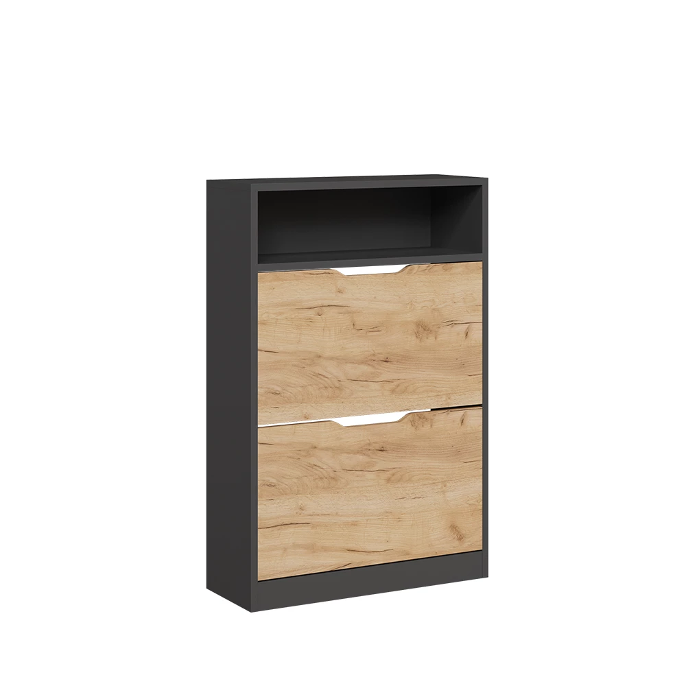 Schoenenkantelaar Luca Antraciet/gouden eik 59 x 89.5 cm met 2 compartimenten Vicco
