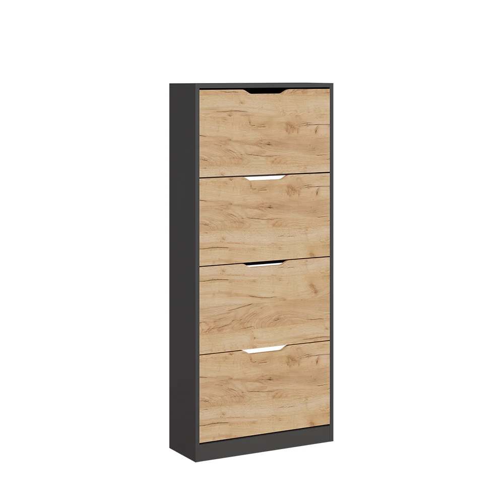 Schoenenkantelaar Luca Antraciet/gouden eik 59 x 137 cm met 4 compartimenten Vicco