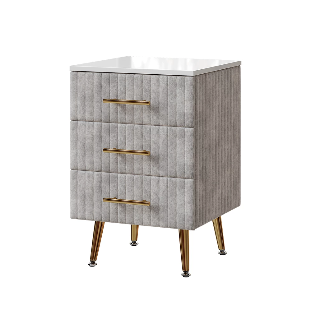 Nachtkastje Velia Grijs 41 x 62 cm met 3 lades Vicco