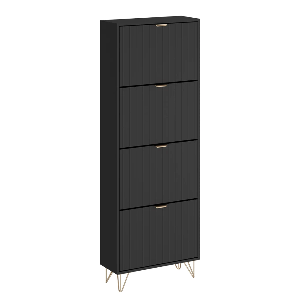 Schoenenkast Helge Zwart 60 x 166.7 cm 4 compartimenten Vicco