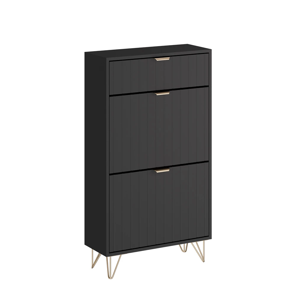 Schoenenkast Helge Zwart 60 x 107.5 cm 2 compartimenten Vicco