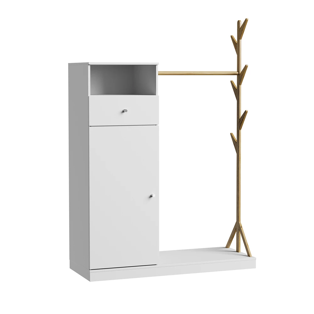 Kledingkast Liria Wit/bamboe 100 x 145 cm met lade Vicco