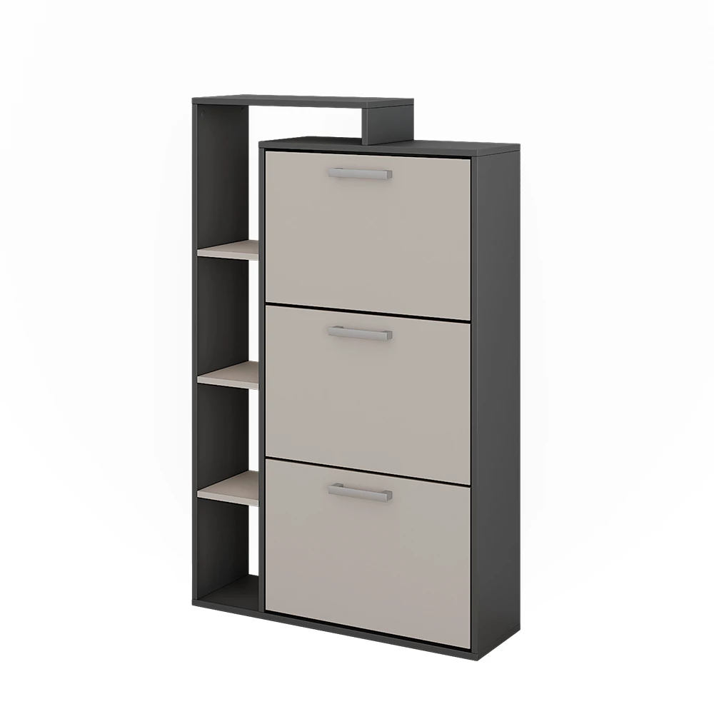 Schoenenkantelaar Orlando Antraciet/grijs 80 x 128.3 cm met 3 compartimenten Vicco