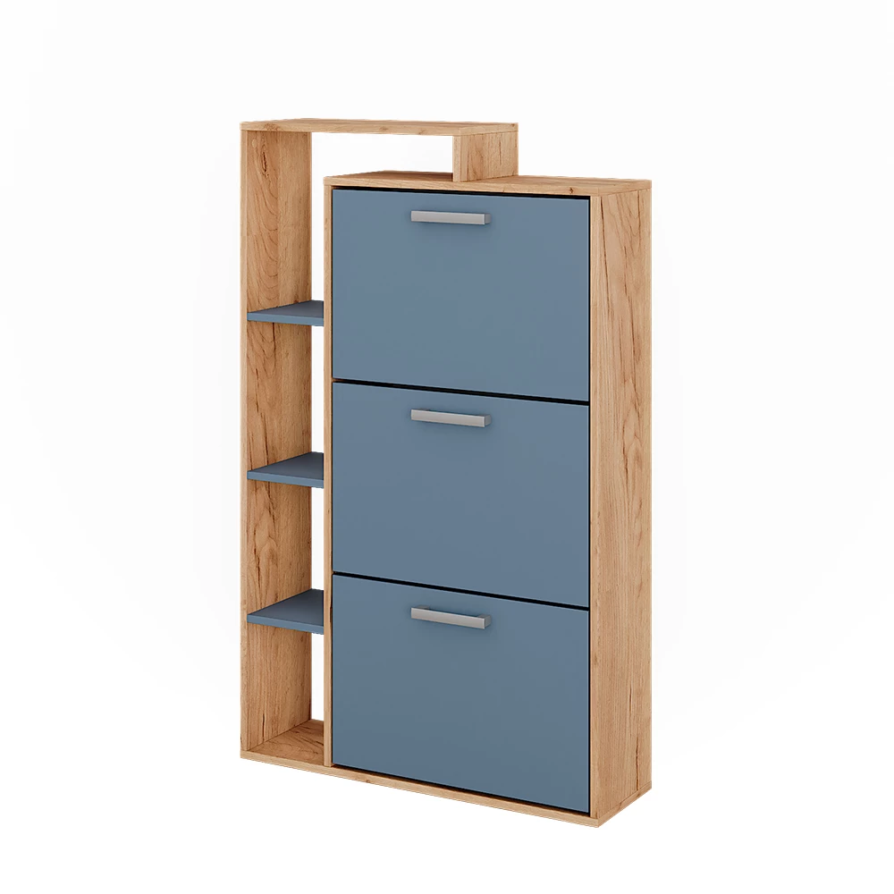 Schoenenkantelaar Orlando Goldkraft eik/blauw 80 x 128.3 cm met 3 compartimenten Vicco