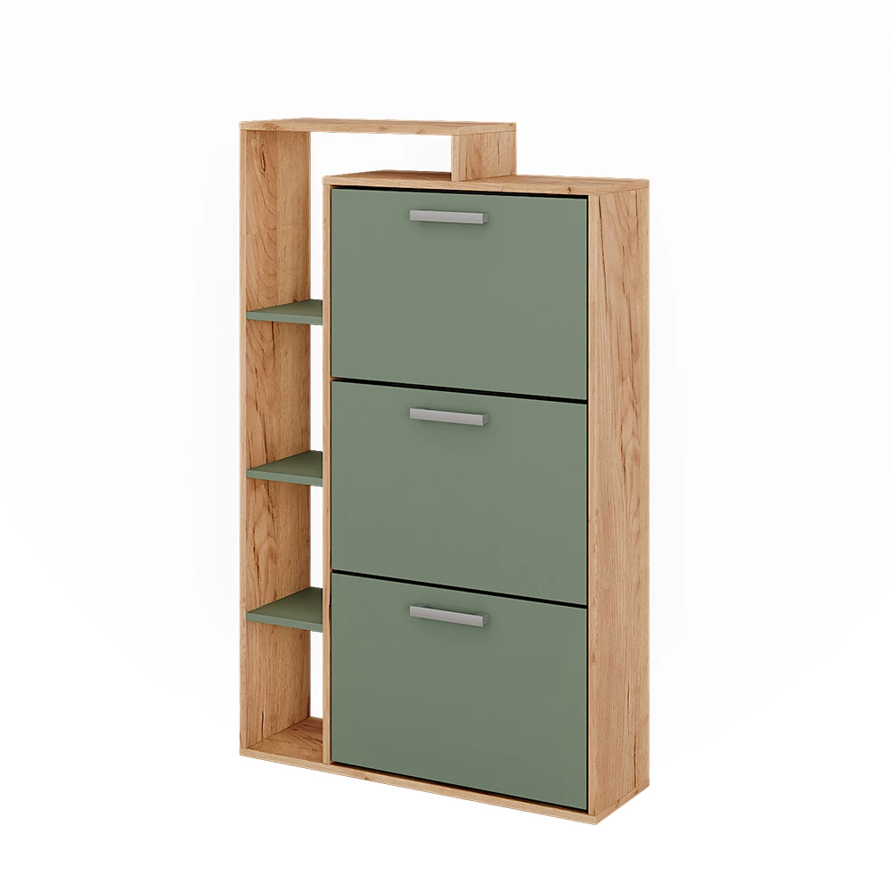 Schoenenkantelaar Orlando Goldkraft eik/groen 80 x 128.3 cm met 3 compartimenten Vicco