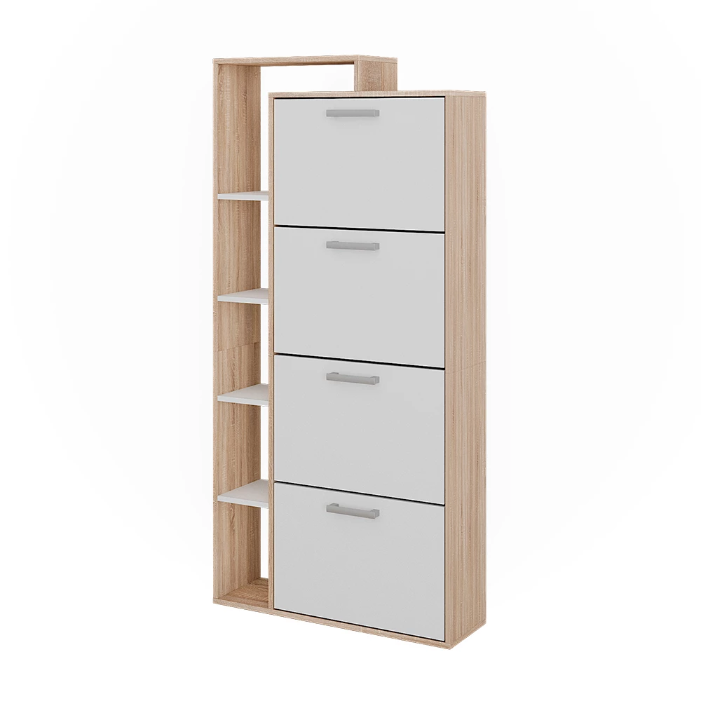 Schoenenkantelaar Orlando Wit/Sonoma 80 x 166.1 cm met 4 compartimenten Vicco